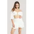 Top Morena Rosa Justo Manga Sino Abertura Frente Off White
