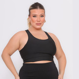 Top Plus Size Academia Sem Bojo Alta Sustentação Fitness