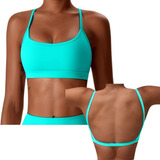 Top Verde Agua Fitness Academia Costas Aberta Ginastica