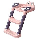 TOPAMIX Troninho Redutor De Assento Sanitário Infantil Com Escada De Treinamento Modelo Escadinha Feliz Menina Bebê Rosa