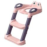 TOPAMIX Troninho Redutor De Assento Sanitário Infantil Com Escada De Treinamento Modelo Escadinha Feliz Menina Bebê Rosa