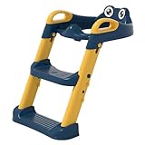 TOPAMIX Troninho Redutor De Assento Sanitário Infantil Com Escada De Treinamento Modelo Escadinha Feliz Menino Bebê Azul