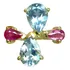 Topázio London Blue E Rubi- Lindo Anel De Prata 925- Gp Ouro