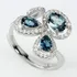 Topázios London Blue E Zircônias- Anel De Prata 925 Rodinado
