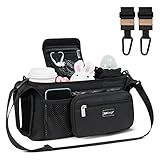 TOPDesign Organizador Universal Para Carrinho De Bebê Suporte Para Carrinho De Bebê Com Suportes De Copo Isolados Elevados E Acessórios De Ganchos Seguros Antiderrapantes Cabe Na Maioria Dos Carrinhos Lavável Na Máquina Preto 