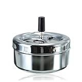 TOPIND Cinzeiro De Metal Giratório Cinzeiro Redondo De Aço Inoxidável Cinzeiro De Cilindro De Cigarro Com Bandeja Giratória Sem Fumaça E Suporte De Cilindro De Tampa 11 Cm X 5 5 Cm Prata 
