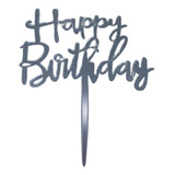 Topo Bolo Cake Topper Happy Birthday Coração Festa Acrilico