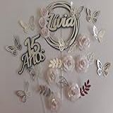 Topo De Bolo 15 Anos Personalizado Flores Brancas