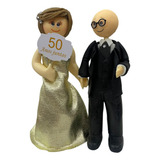 Topo De Bolo Biscuit casamento Bodas De Ouro Noivinhos B003