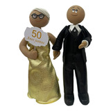Topo De Bolo Biscuit casamento Bodas De Ouro Noivinhos B006