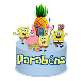 Topo De Bolo Bob Esponja Topper Enfeite Personalizado Festa