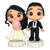 Topo De Bolo Casamento Noivinhos De Biscuit Pronta Entrega