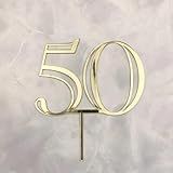Topo De Bolo Dourado De 50º Aniversário - Decoração Acrílica- Enfeite De Bolo De 50 Aniversários-aniversário- Decoração De Festa- Lembrança -50 Anos De Amor- Para Renovação De Casamento