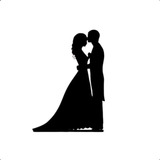 Topo De Bolo Em Acrílico Silhueta casal 3 Casamento