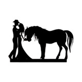 Topo De Bolo Em Acrílico Silhueta Casal Cavalo Dourado
