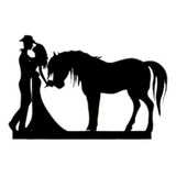 Topo De Bolo Em Acrílico Silhueta Casal Cavalo