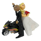 Topo De Bolo Em Biscuit-casamento-noivinhos Na Moto.mod004