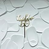 Topo De Bolo Hello 50- Espelho Dourado Acrílico 50 Decoração Lateral De Bolo De Aniversário- Decoração De Bolo De Feliz Aniversário De 50 Anos- Suprimentos De Festa -HELLO 50-
