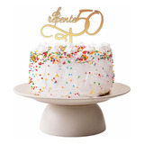 Topo De Bolo Topper Acrílico Ouro Feliz Aniversário 50 Anos