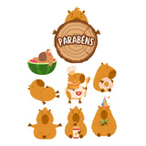 Topo De Bolo Topper Capivara Festa Aniversário Personalizado