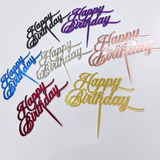 Topo Topper De Bolo Acrílico Espelhado Happy Birthday