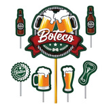 Topo Topper Decoração Bolo E V A Festa Boteco Cor Decorado