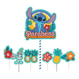 Topo Topper Decoração Bolo E V A Stitch Da Disney