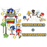 Topper De Bolo   50 Tags Para Doces   Bandeirolas Sonic