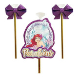 Topper De Bolo Ballon Cake Pequena Sereia Original Eva 3 Pçs