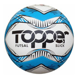 Topper Futsal Slick Bola Futebol Salão Branco Com Azul