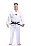 Torah Dobok Taekwondo Reforçado Gola Branca Kimono Adulto Unissex Branco White A4