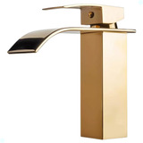 Torneira Banheiro Cascata Monocomando Baixa Gold Dourada