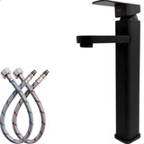 Torneira Bica Alta Preta Inox 304 Banheiro Luxo Monocomando Misturador Quente Frio Preto Fosco Dona D cor