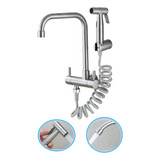 Torneira Com Ducha De Mão Aço Cozinha Parede Pia Lavanderia