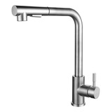 Torneira Cozinha Bancada Gourmet Flexível Inox Spray Luxo Acabamento Escovado Cor Prateado