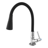 Torneira Cozinha Bancada Tubo Silicone Flexível Preta