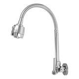 Torneira Cozinha Base Em Metal Com Tubo Cromado Tubo Flexível Com 2 Jatos Arejador Império Das Torneiras Gourmet Parede 3372 Cor Prateado