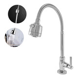 Torneira Cozinha Gourmet Bancada Tubo Metal Com Cromado Aletronix Tubo Flexível Com 2 Jatos Arejador Mesa