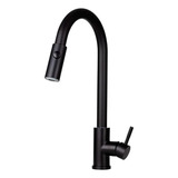 Torneira Cozinha Gourmet Monocomando Pingoo casa Muru Inox Escovado Cor Preto