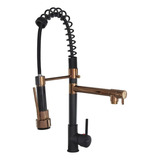 Torneira Cozinha Gourmet Monocomando Rose Gold Preta 50cm Cor Preto Com Rosê Gold