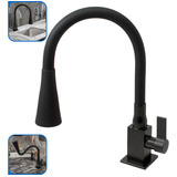 Torneira Cozinha Gourmet Quadrada Flexível 2 Jatos Preta