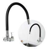 Torneira Cozinha Parede Gourmet Flexível Silicone Metal Cor Preto