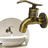Torneira De Parede Para Banheiro Lavabo Oratorio Em Estilo Bronze Vintage Rústica Artística Jardim Área Gourmet -Bronze-