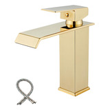Torneira Dourada Banheiro Cascata Misturador Monocomando Pia Luxo Lavabo Yesop Y 343