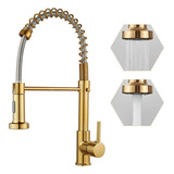 Torneira Gourmet Cozinha Monocomando Acabamento Dourado Brilhando 304 Aço Inoxidável Yesop