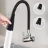 Torneira Gourmet Luxo Flexível Cozinha Parede 2 Jatos Pia Cor Preto   Marca Sport Show