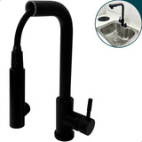 Torneira Gourmet Preta Aço Inox 304 Bancada Lavanderia Ilha Pia Cozinha Bica Alta 90 Monocomando Misturador Dona D cor