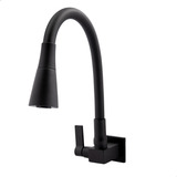 Torneira Gourmet Preta Para Cozinha De Parede Quadrada Cone