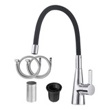 Torneira Gourmet Quente E Frio Flexivel Para Pia De Cozinha Tanque Balcão Restaurante Base Croma Fc 16 Aço Inox Preto