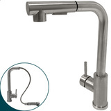 Torneira Metal Inox Escovado Gourmet 90 Graus Bancada Pia Cozinha Lavanderia Ilha Misturador Monocomando Dona D cor